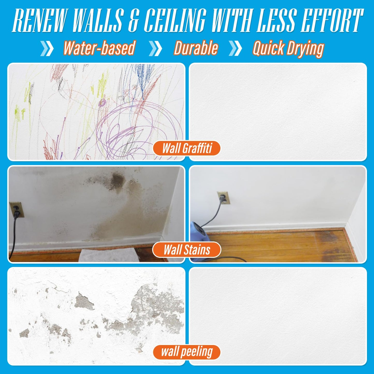 White Paint for Wall, Fast-Drying Wall Paint Touch up for Interior & Exterior wall, Water Based & Low Odor Kit with Roller Brush, for Ceiling, Wood, Metal, Low VOC, 3.5oz