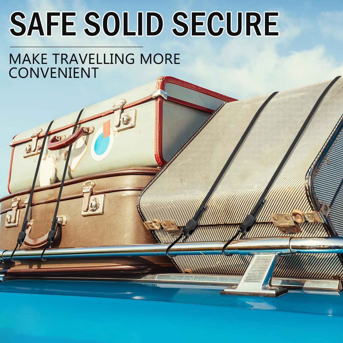 Kinzomor Adjustable Bungee Cords with Hooks 12 Inch, 4 Pcs Adjust from 7" to 12" Carabiner Bungee Cords Heavy Duty Outdoor for Camping, Cargo, Bike,Tarps, Tents, Bike, Luggage, Boats,etc