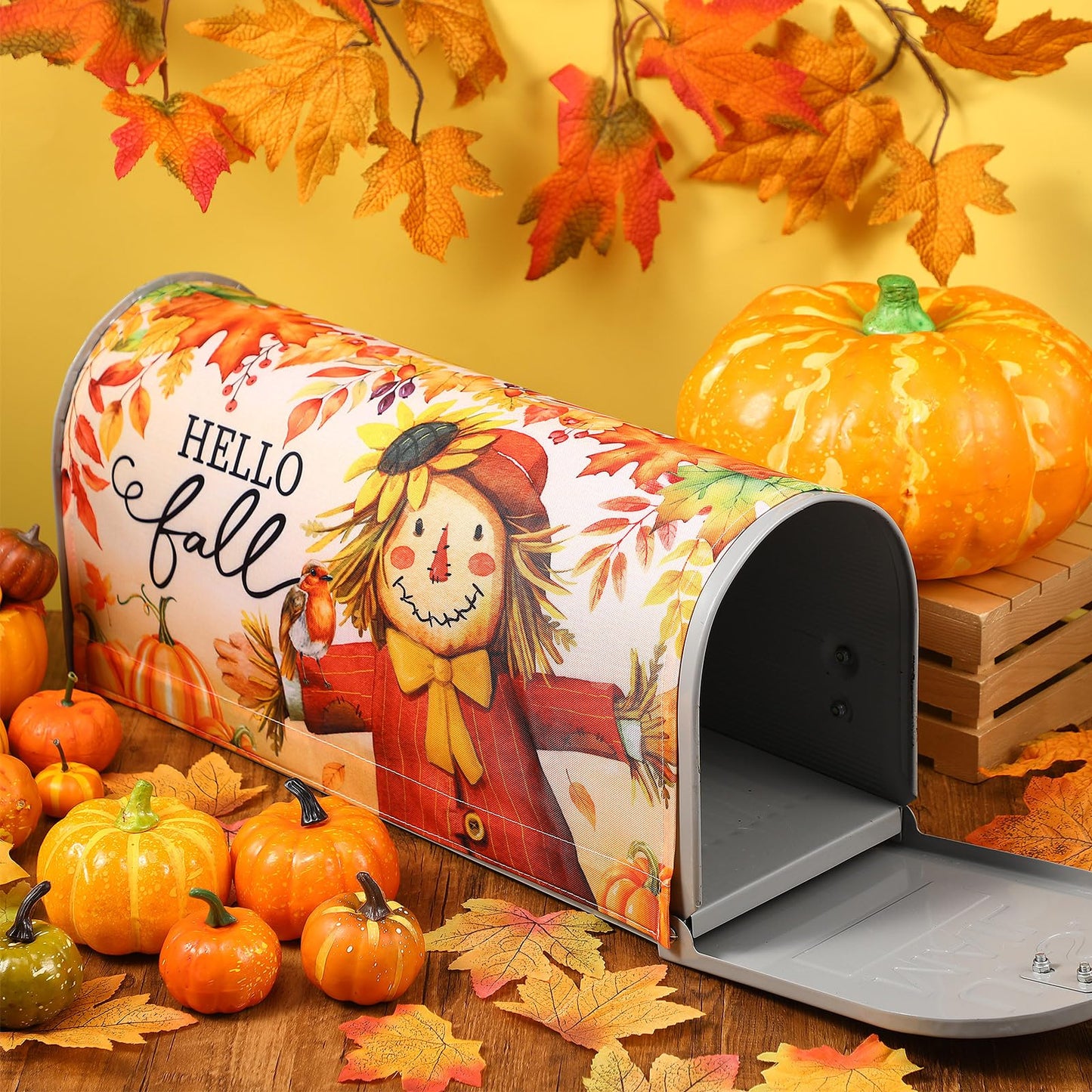 Blosssound Fall Mailbox Cover Magnetic Thanksgiving Post Box Decor Standard Size 20 x 18 Inch Decorative Mailbox Cover for Thanksgiving Autumn Harvest Garden Yard Decoration (Bless)