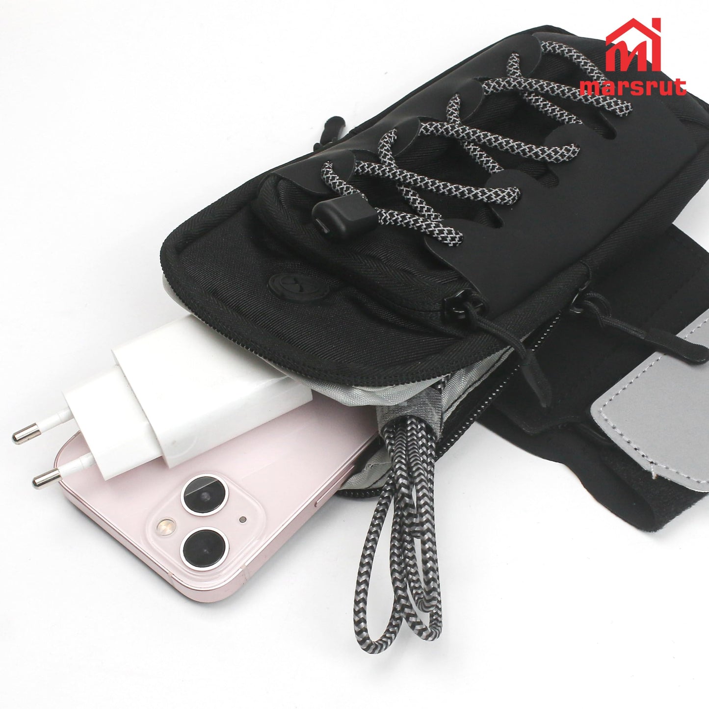 Marsrut Phone Bag for Ebike, Pouch Fits for Surron Light Bee/Talaria/X160/X260/E Ride Pro/Surron Ultra Bee EDirt Bike, Motorcycle Front Battery Frame Cover Storage Bag for Electric Dirt Bikes (Black)