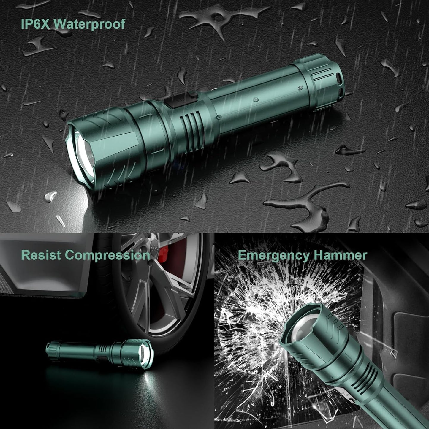 2000 Lumen Rechargeable LED Flashlight - Waterproof Tactical Light with Zoom & 4 Modes for Camping & Outdoor Use