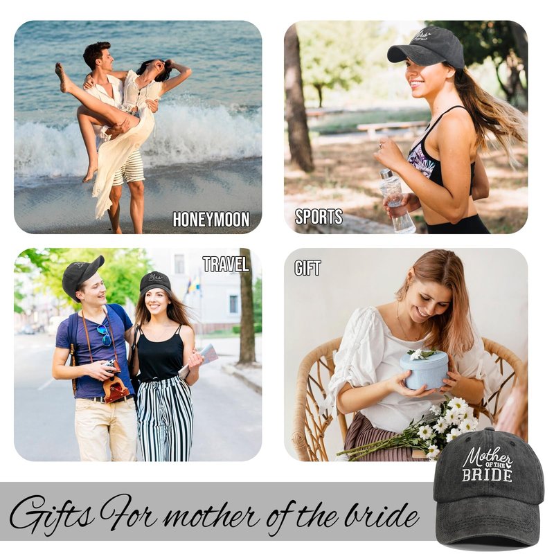 Mother of The Bride Hat, Mother of The Bride Gifts, Wedding Gifts for Bridal Shower Bachelorette Party Engagement Honeymoon, Adjustable Hat for Mom of Brides
