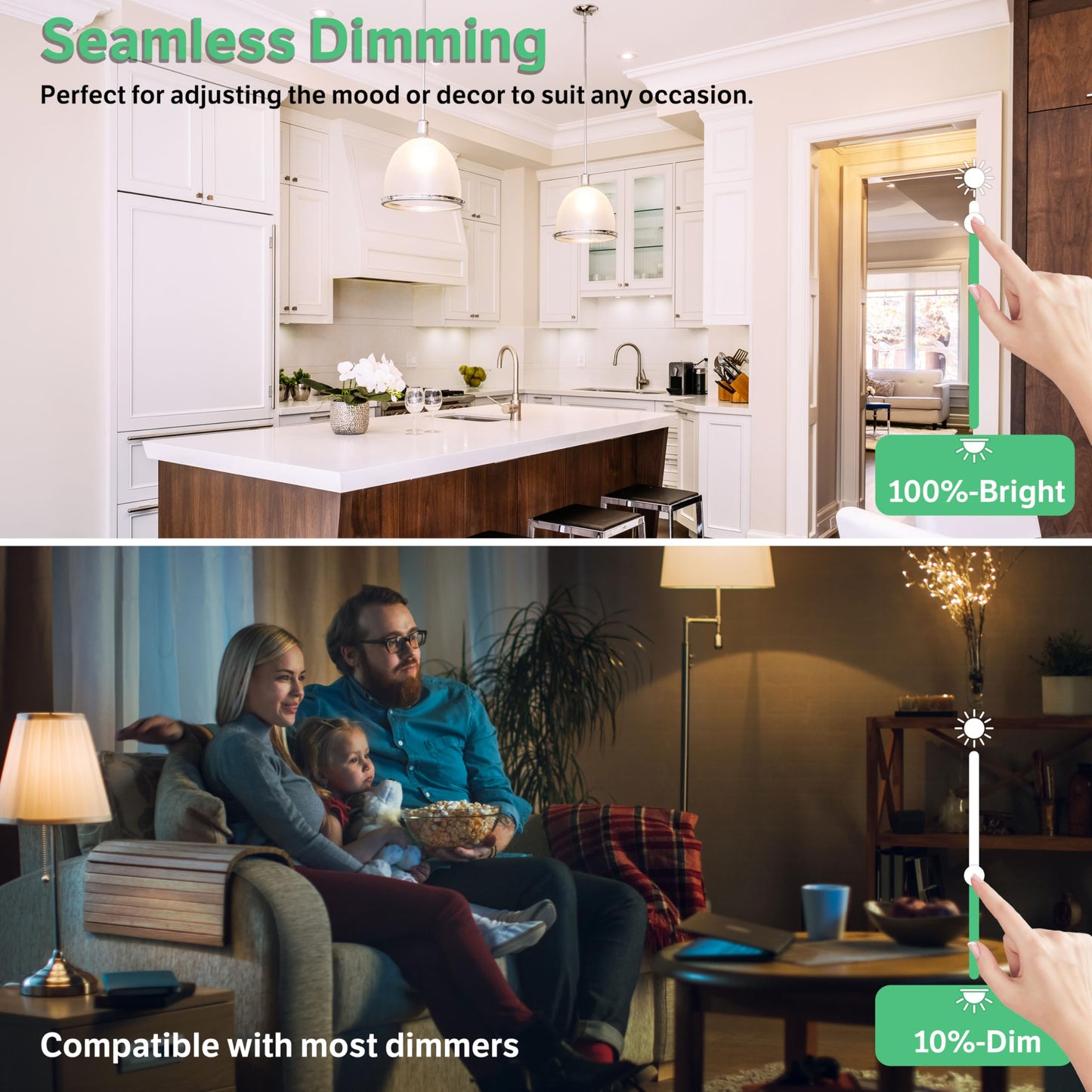 LAMPHOME 4-Pack Daylight White LED Bulbs - Brighten Your Bedroom & Living Room, 60W Equivalent, 5000K, 9W, 15000-Hour Life, E26 Base