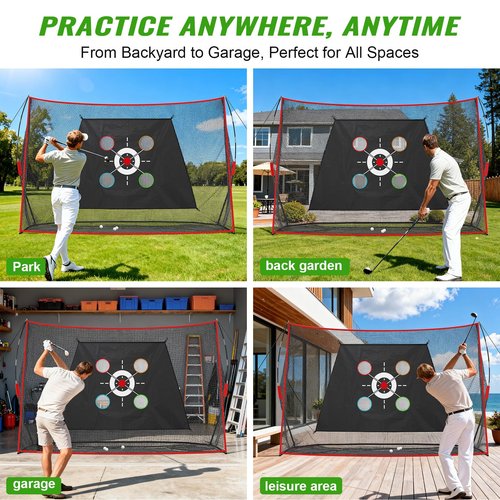 Golf Hitting Net 10x7FT with Mat & Target - Professional Training Net for Backyard Driving, Chipping, Swing Practice Indoor and Outdoor - Gift for Men, Dad, Golfer