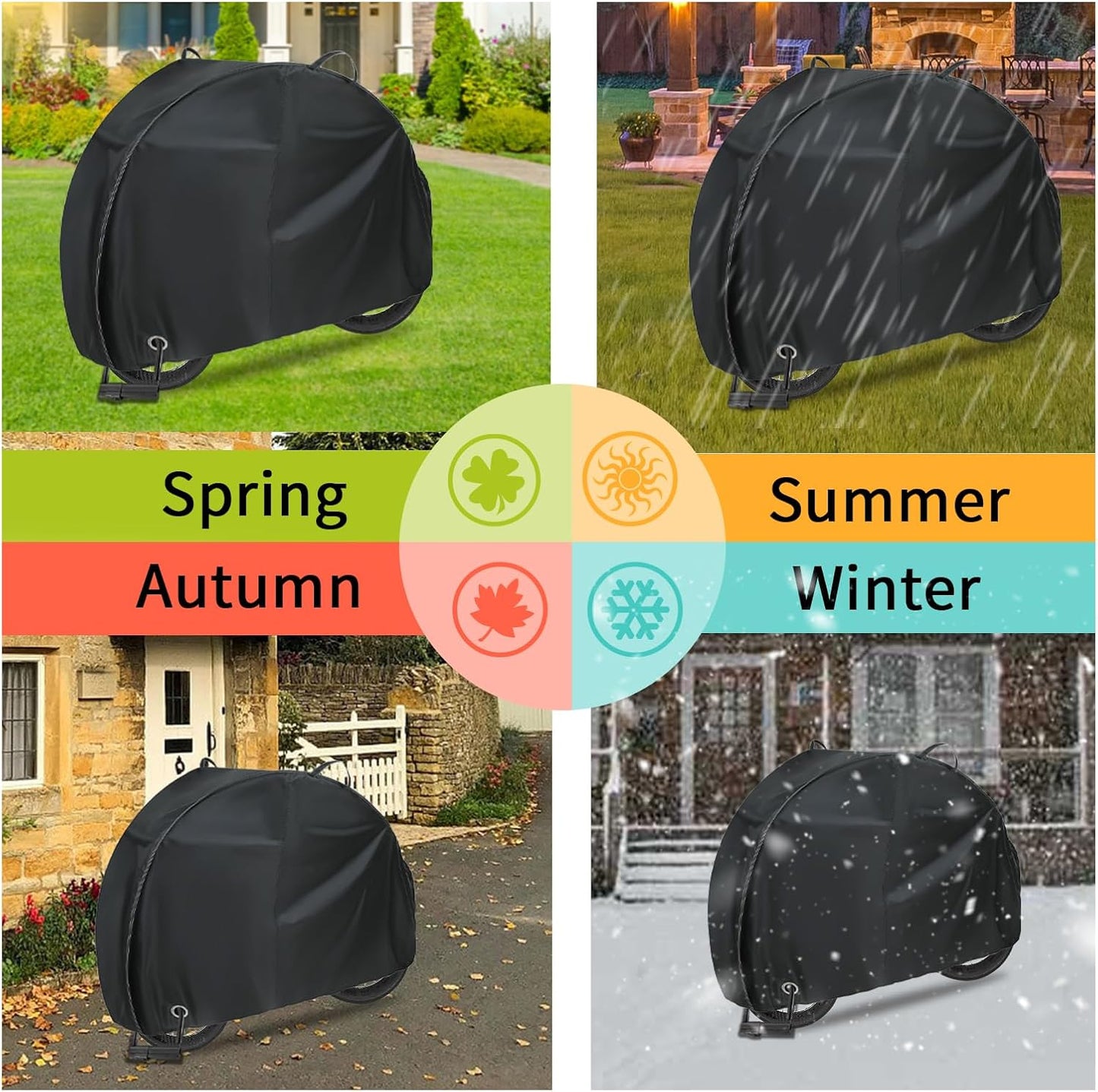 REDRICH Heavy Duty Bike Cover - Waterproof 3-Bike Storage with Lock Holes | 420D Oxford Protection Against Rain & UV