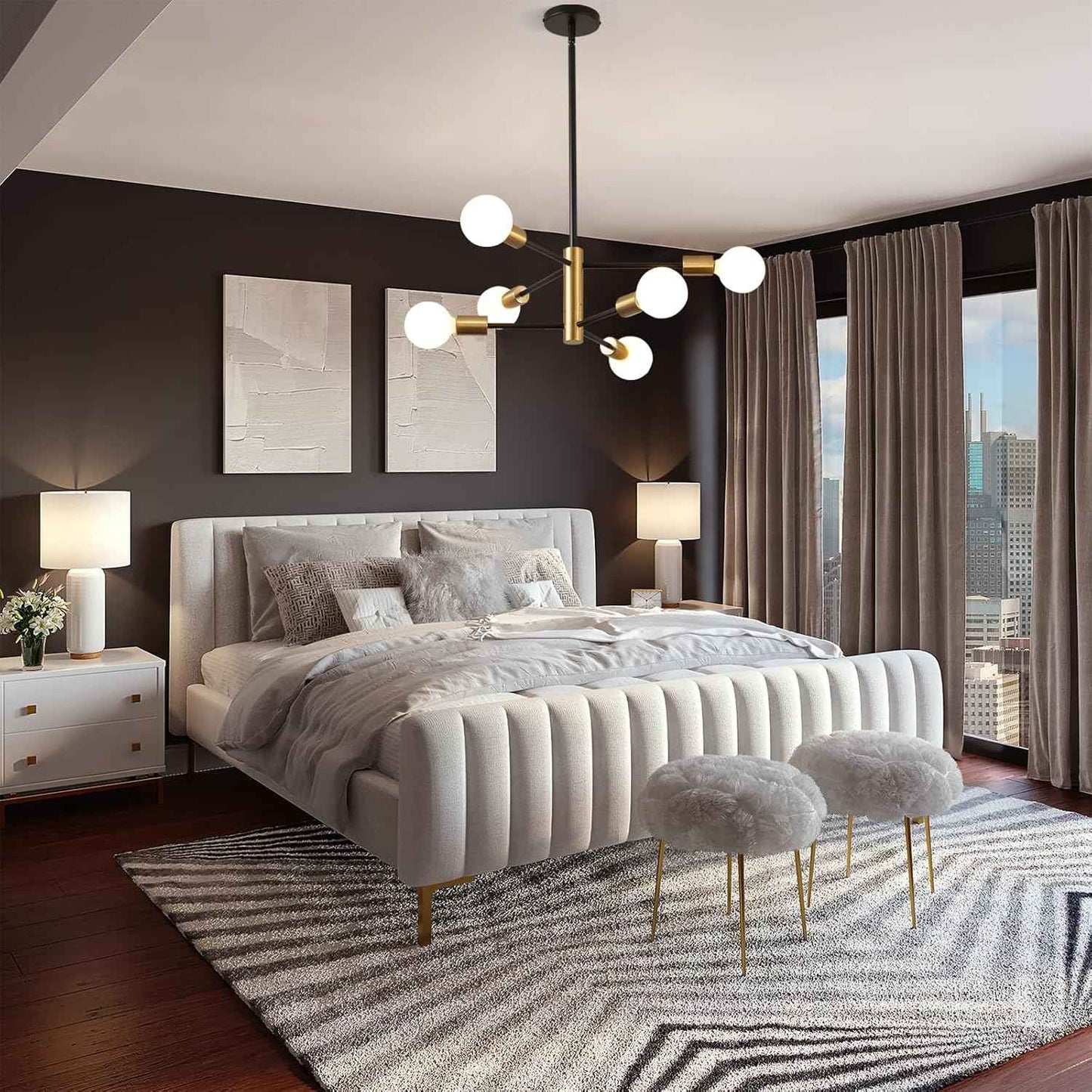 8-Light Gold Sputnik Chandelier - Modern Adjustable Ceiling Light for Dining Room, Kitchen & Foyer