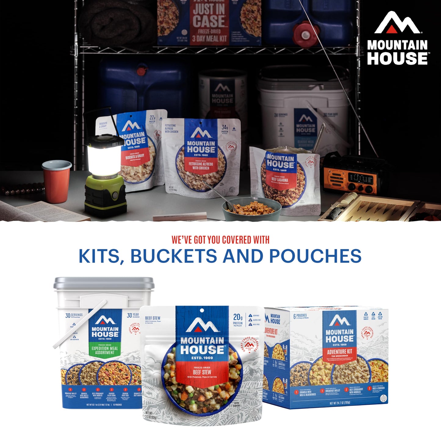 Mountain House Freeze-Dried Dinner Entree | Backpacking Meals for Camping and Hiking, 4 Servings, 30-Year Shelf-Life, 2-Pack