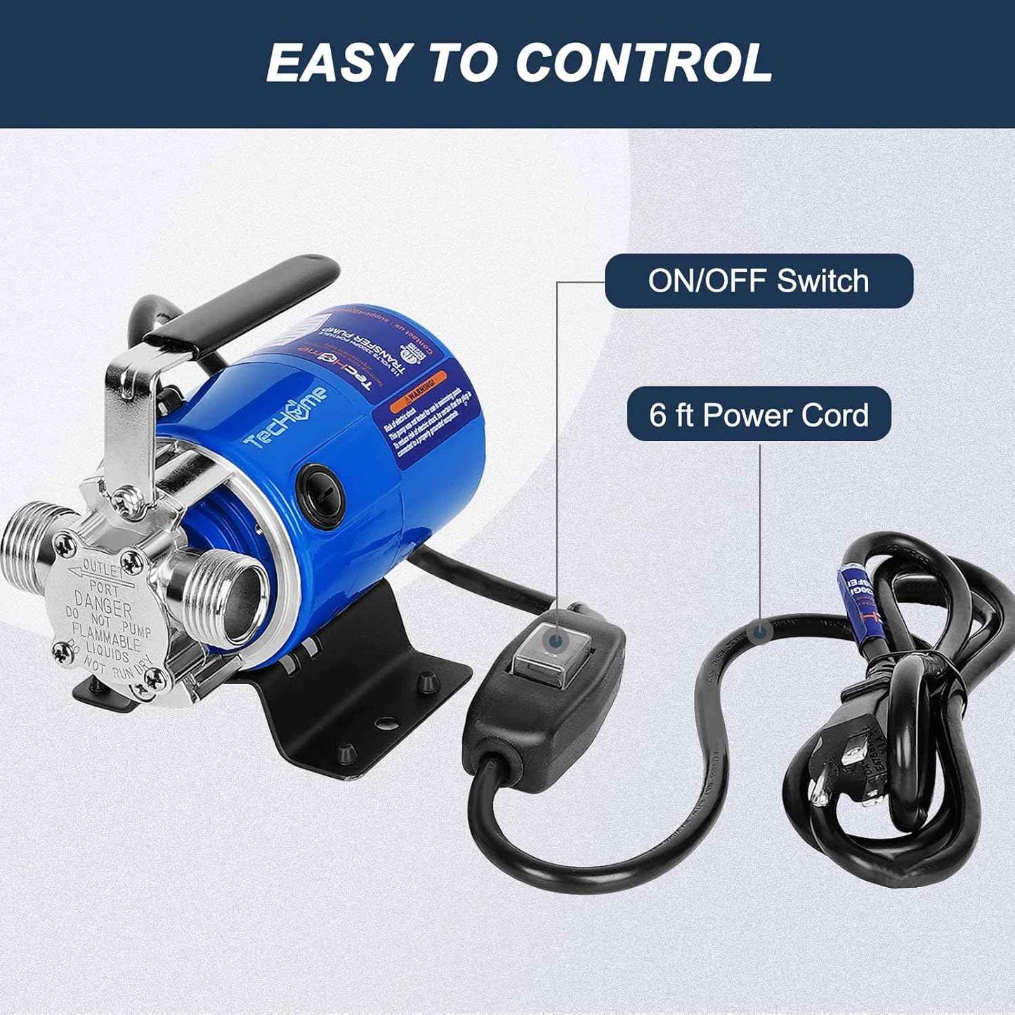 1500GPH Submersible Water Transfer Pump - 12V Sump Pump with 20ft Power Cord