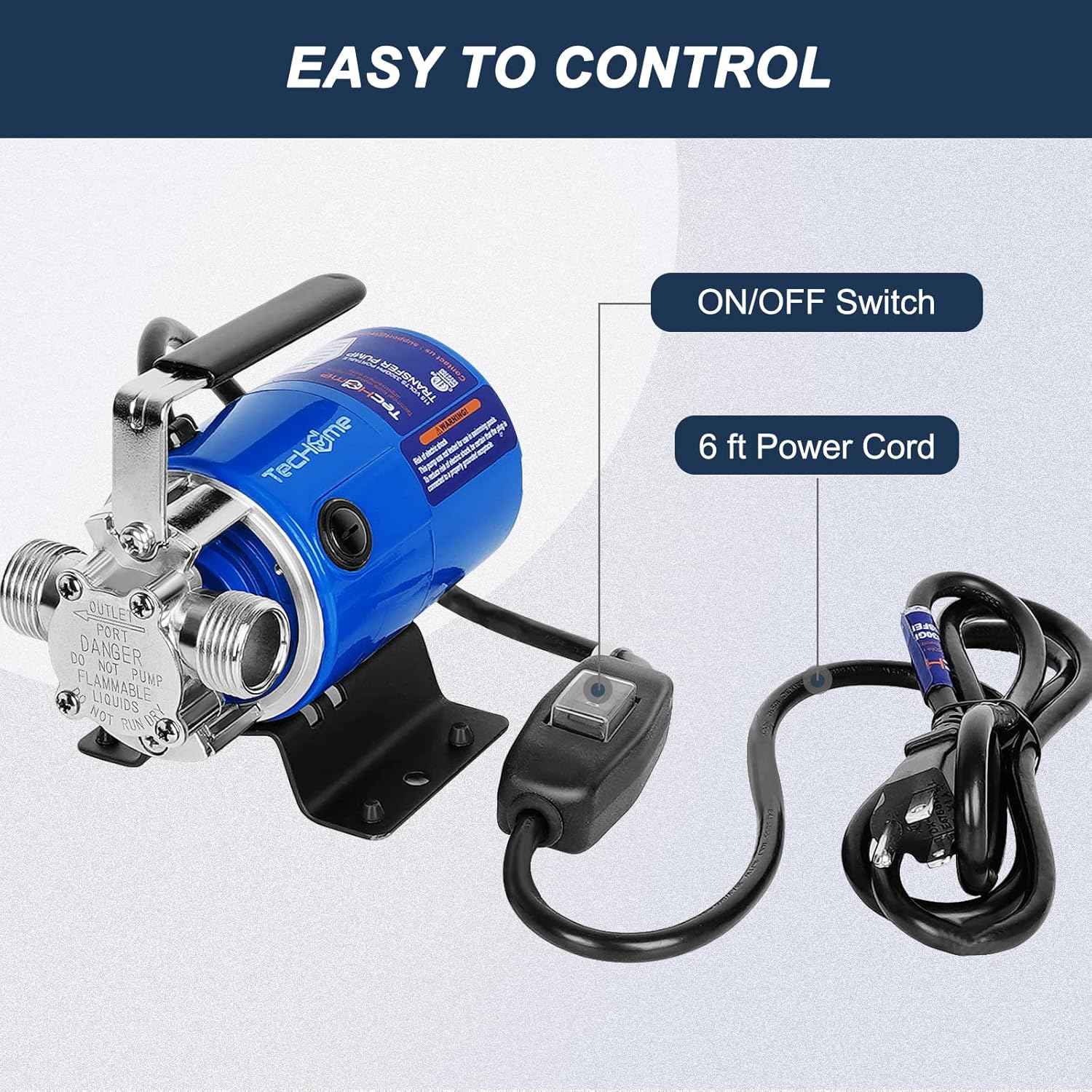 1500GPH Submersible Water Transfer Pump - 12V Sump Pump with 20ft Power Cord