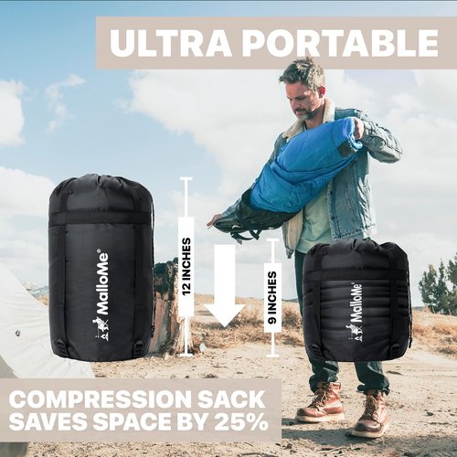 MalloMe Sleeping Bags | Cold Weather Backpacking Gear for Adults & Kids | Lightweight & Compact