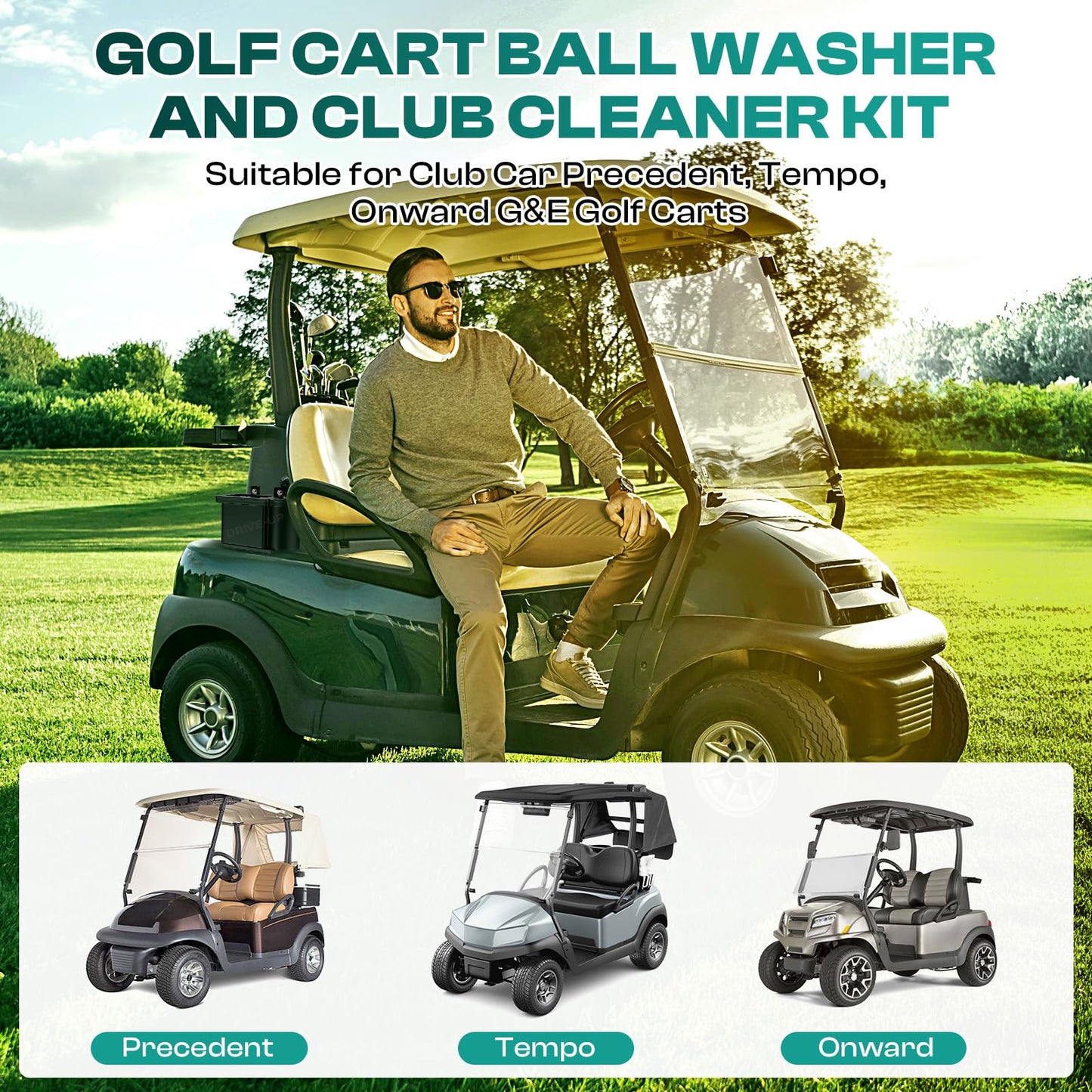 DRIVE UP Golf Cart Ball Washer and Club Cleaner Kit, Club Cart Golf Ball Cleaner and Club Head Washer, Suitable for Club Car Precedent, Tempo, Onward Gas and Electric Golf Carts, OEM 103662801