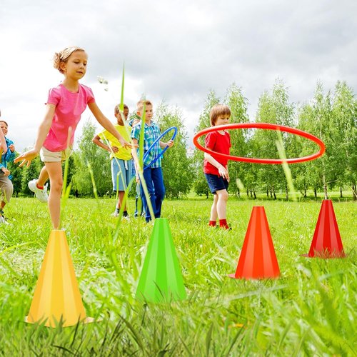 Leelosp 48 Pack Traffic Cones - 7" & 9" Plastic Agility Markers for Soccer, Basketball & Training
