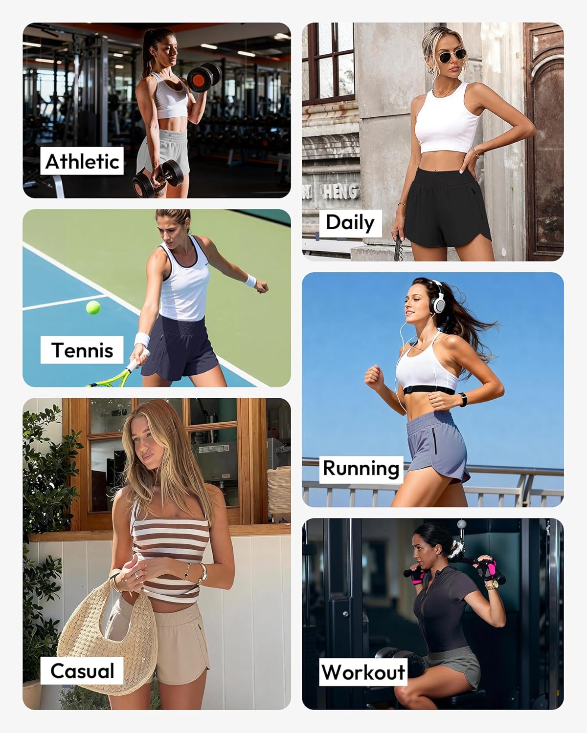 TVKSOM Women's High-Waisted Athletic Workout Shorts - Zipper Pockets for Gym & Running