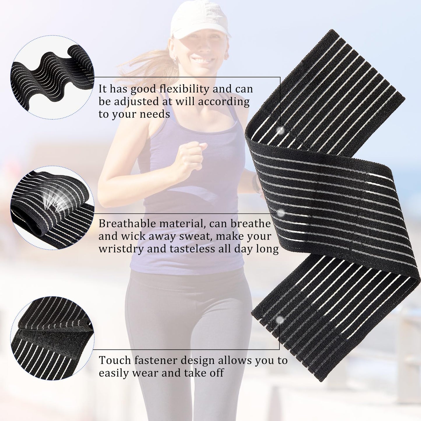 Sumind 4 Pieces Wrist Brace bands Wrist compression strap tennis support wrap Adjustable brace for carpal tunnel elastic bands for pain for Women Men Weightlifting Working out Fitness, Black