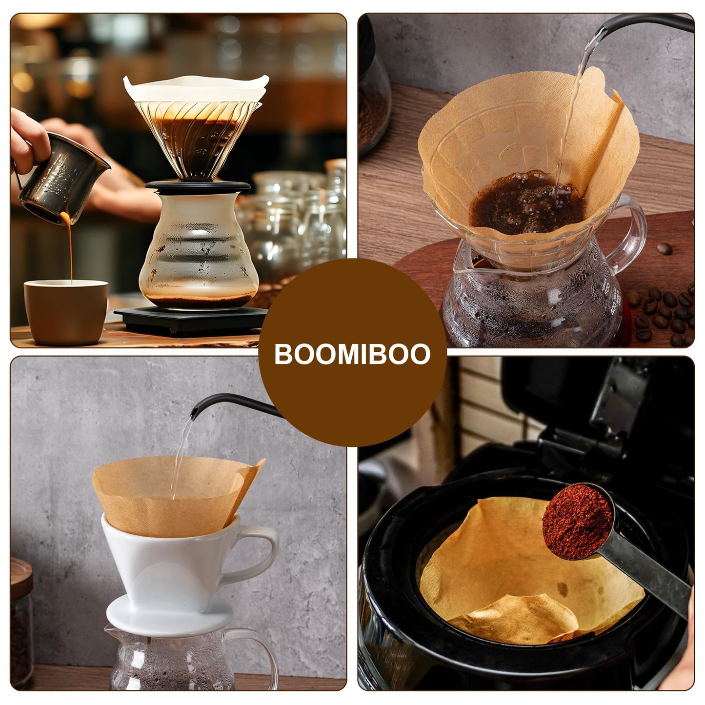 Coffee Filters, #4 Cone Coffee Filter 200 Count, Unbleached Natural Paper Filter 8-12 Cup, Disposable for Pour Over and Drip Coffee Maker