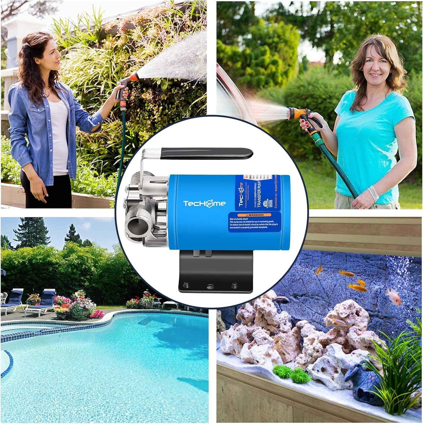 1500GPH Submersible Water Transfer Pump - 12V Sump Pump with 20ft Power Cord