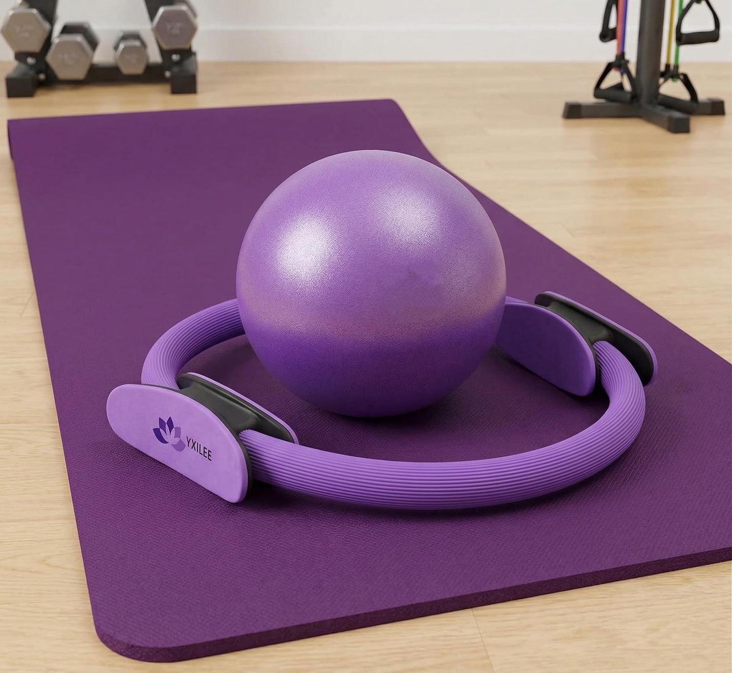YXILEE Pilates Ring Circle Set - Workout at Home Workout Equipment Women - Pilates Mini Exercise Ball for Legs Arms and Thighs