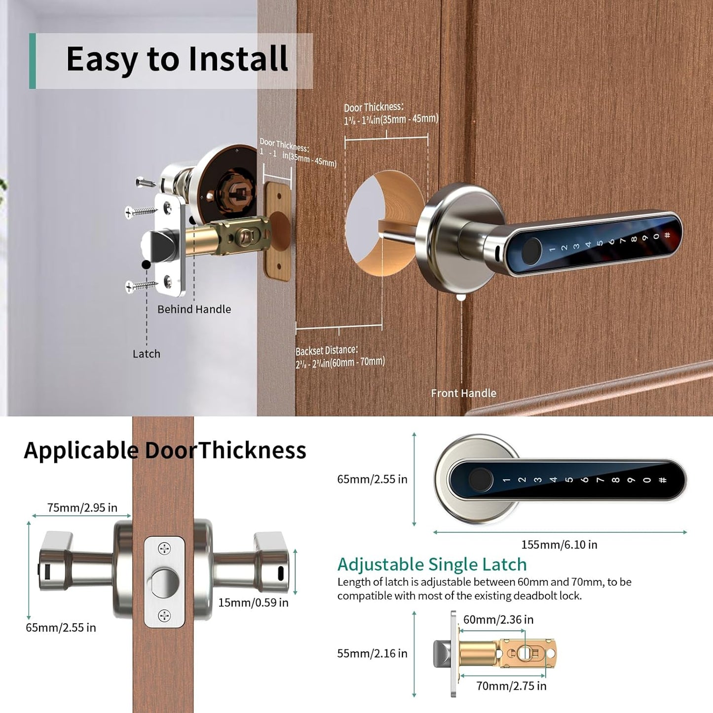 Smart Fingerprint Door Lock with Keypad - Keyless Entry Lock for Home & Office