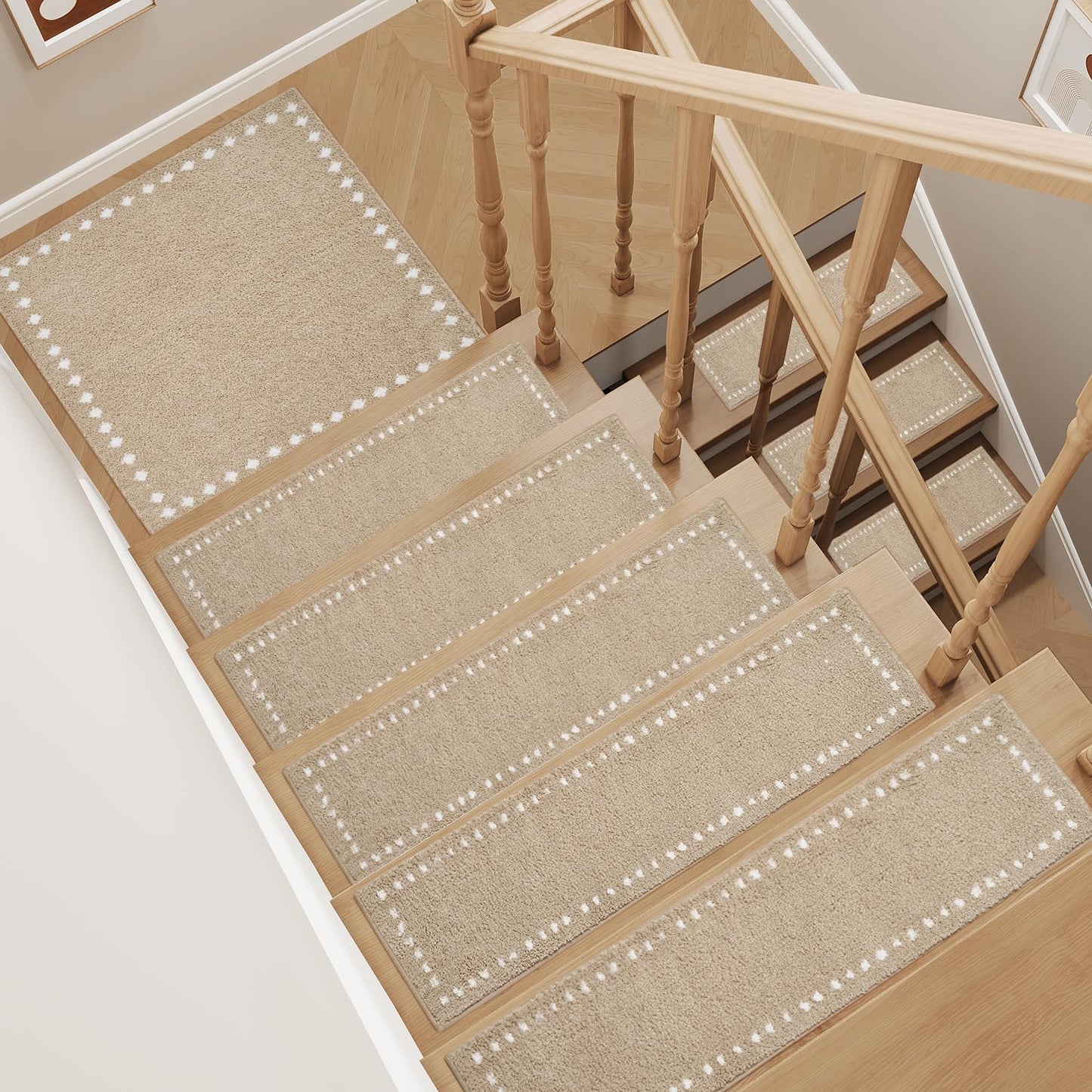 tchdio Stair-Treads Non Slip Indoor, Stair Treads for Wooden Steps 1PC, Soft Carpet Stair Treads, Peel and Stick Stair Treads Reusable Adhesive for Kids and Pets, Washable Stair Runner 8"x30" Beige
