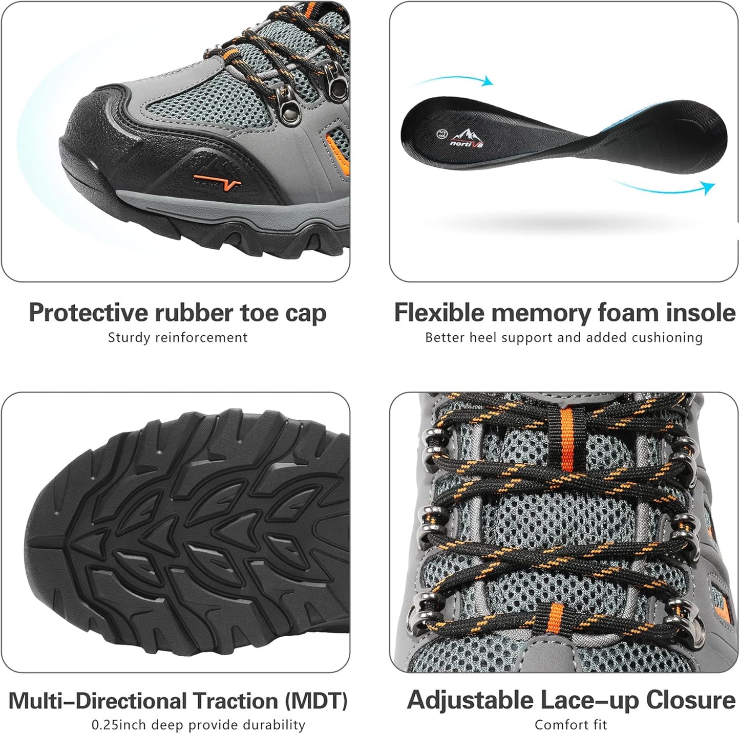 NORTIV 8 Men's Waterproof Leather Hiking Shoes - Low-Top Design for Outdoor Trails & Camping