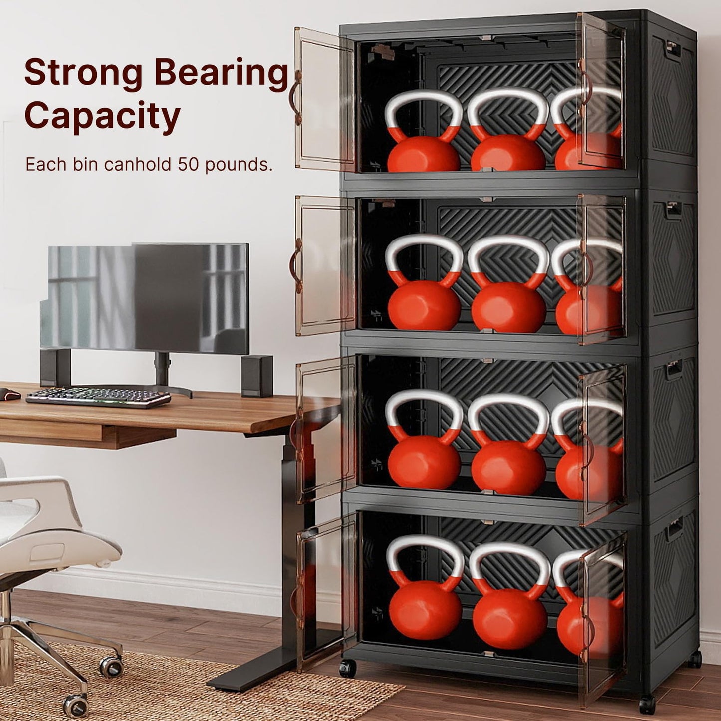 UAMFURI Stackable Storage Bins with Lids, 720QT Lockable Storage Cabinet