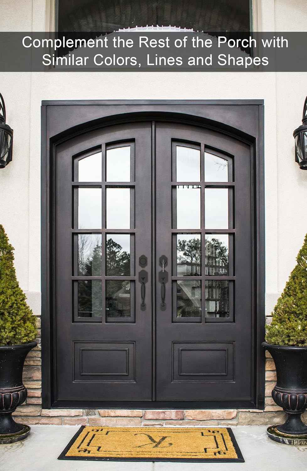 Gold Front Door Handle & Deadbolt Set - Reversible Lever Lock Hardware