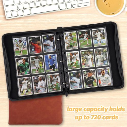 GERMUN 9 Pocket Card Binder - Premium Zip Trading Card Album for MTG, TCG & Sports Cards | Brown