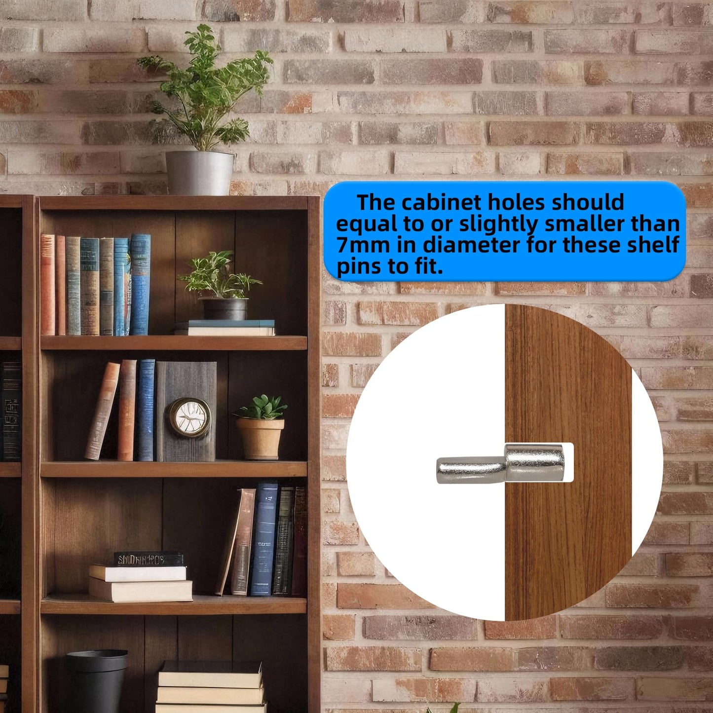 Benkyo 7mm Shelf Pins Cabinet Shelf Pegs 7mm Metal Shelf Pegs for Shelves Shelf Holders Pegs Shelf Support Pegs (50 Piece)