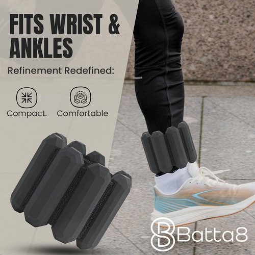 Patented Design Wrist & Ankle Weights for Women & Men - Adjustable Silicone Weighted Bracelet Set for Gym, Yoga, Pilates, Cardio & Strength Training - Wearable Arm & Leg Workout Weights (Black)