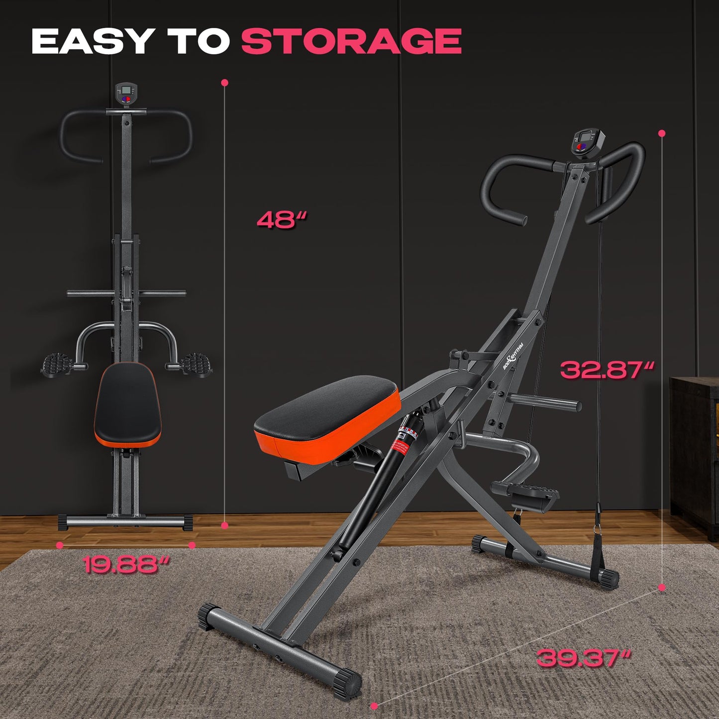 BODY RHYTHM Squat Machine for Home Gym, Squat Assist Trainer, Rowing Machine for Full Body Workout, 220 LBS Loading Capacity (Black)