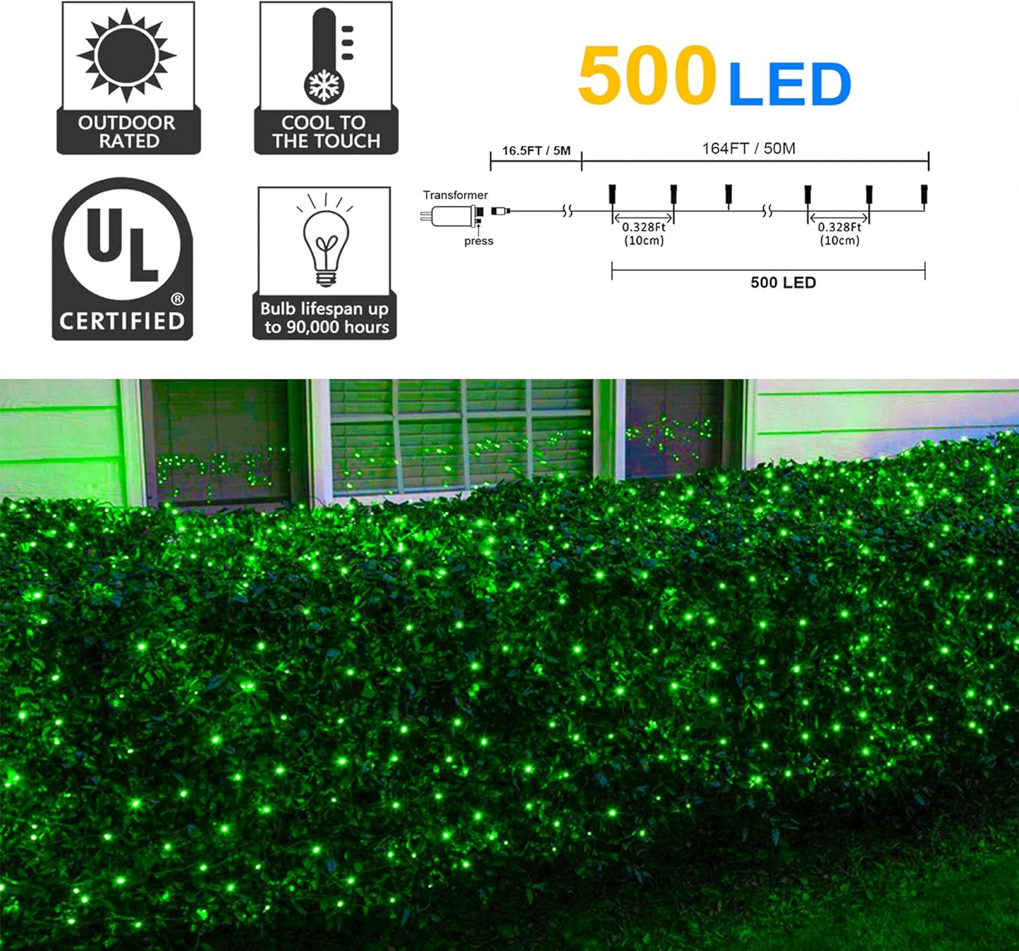 500 LED Christmas String Lights - 164 FT Waterproof RGB Fairy Lights with Remote & Timer for Indoor/Outdoor Holiday Decor