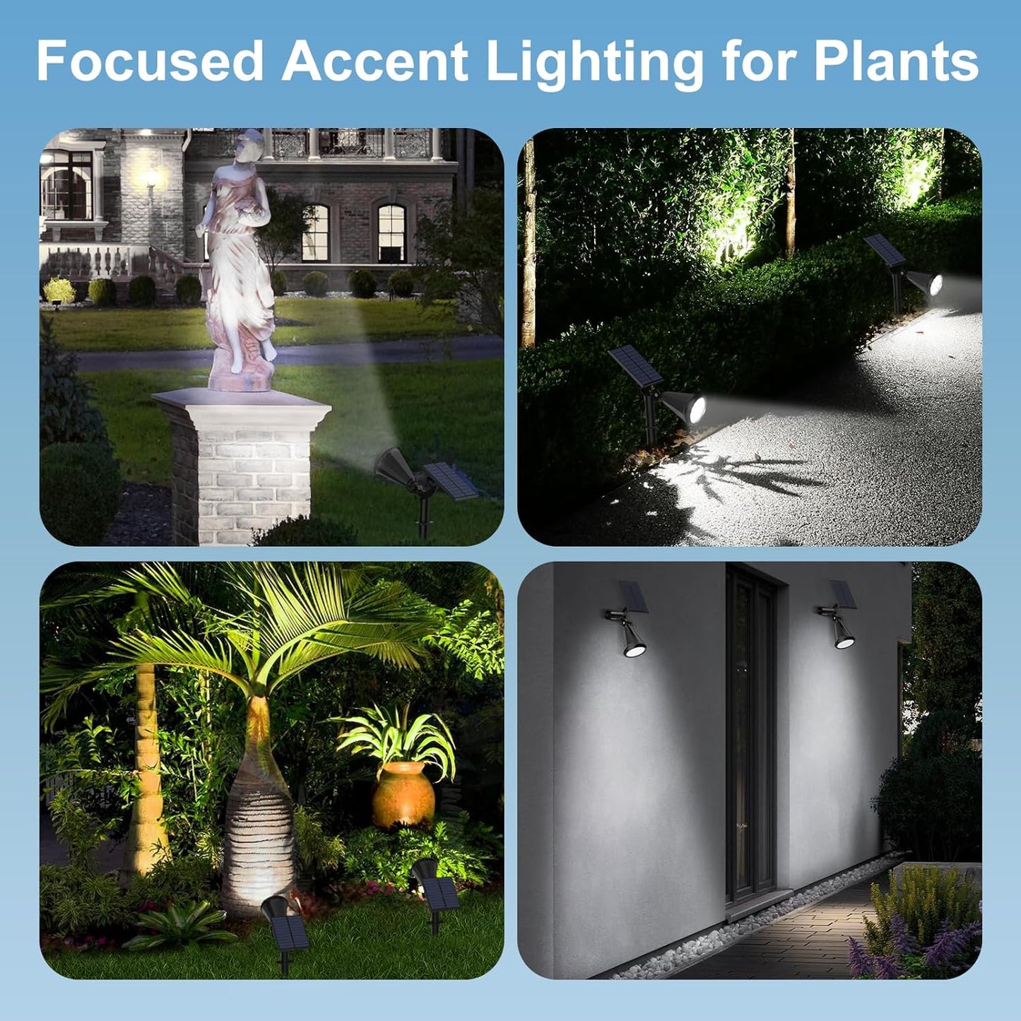 Solar Spot Lights Outdoor - 8 Pack Waterproof Adjustable Landscape Lights for Garden & Pathway