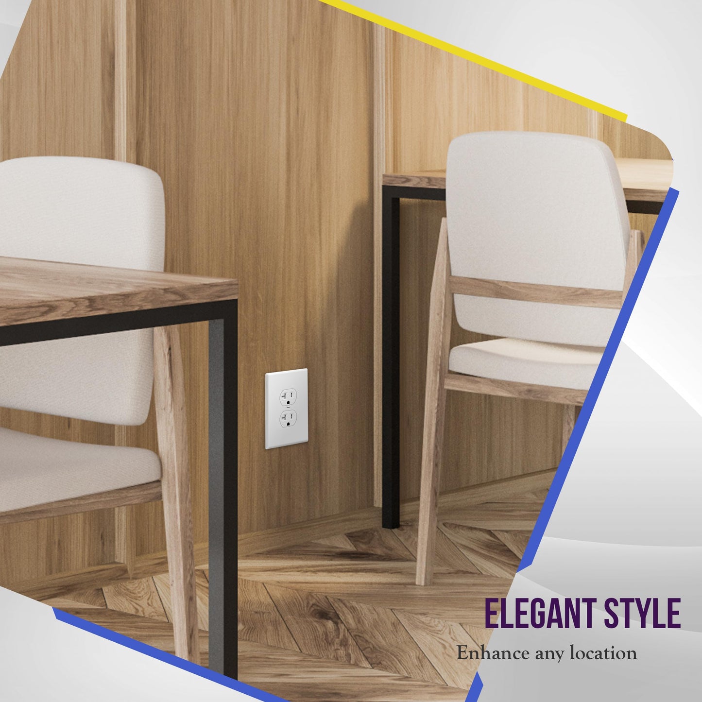 ENERLITES Jumbo Duplex Receptacle Outlet Wall Plate, Large Electrical Outlet Covers, Over-Size 1-Gang 5.5" x 3.5", Polycarbonate Thermoplastic, 8821O-W-5PCS, White (5 Pack)