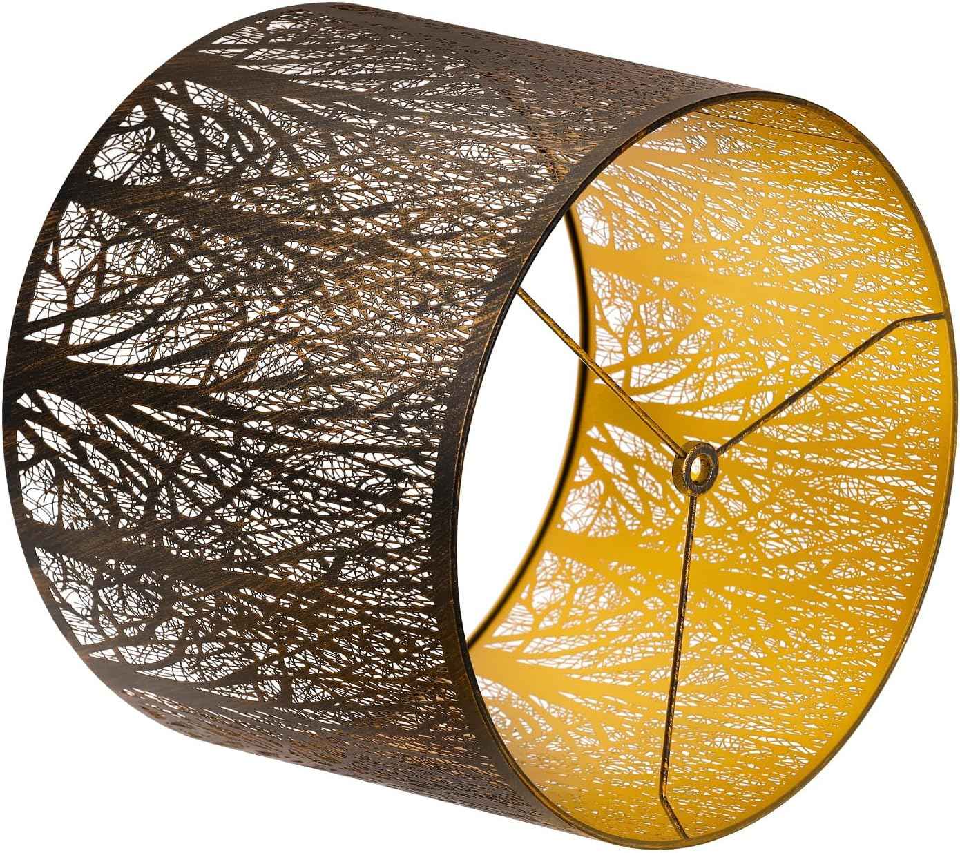 Large Forest Etched Metal Lampshade - 12'' Top x 14'' Bottom x 10'' Height for Table & Floor Lamps