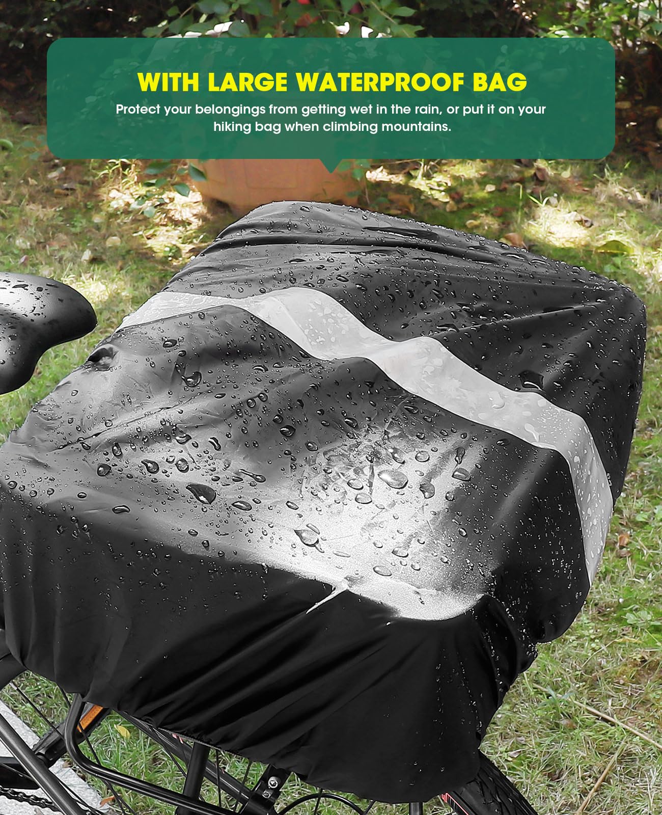 ANZOME Rear Bike Basket Liner & Cargo Net Set - 70L Waterproof Bag for All-Weather Protection, Heavy Duty 600D Liner for E-Bike & Bicycle Rear Rack, Secure Storage for Groceries & Commuting