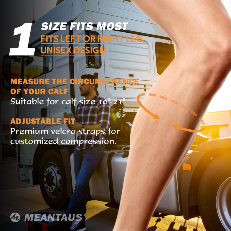 MEANTAUS Sciatica Pain Relief Devices Brace, Upgraded Adjustable Calf Support with Dual Pads & Massage Ball for Sciatic Nerve, Lower Back & Hip Pain Relief (Black)