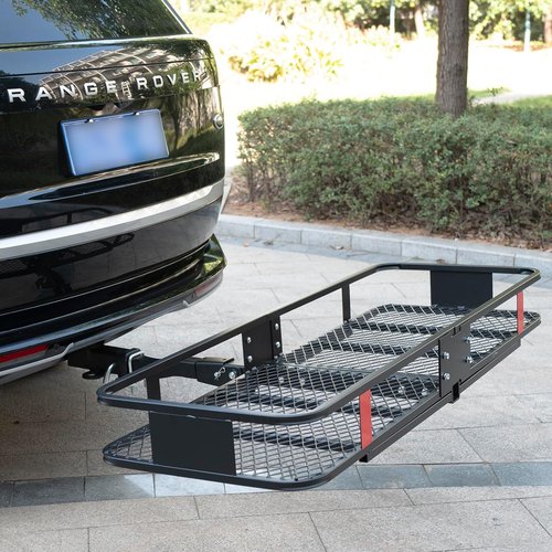 Fouwick Folding Trailer Hitch Mount Cargo Carrier - 500LBS Capacity, 60"x20"x6", Powder Coated Luggage Rack