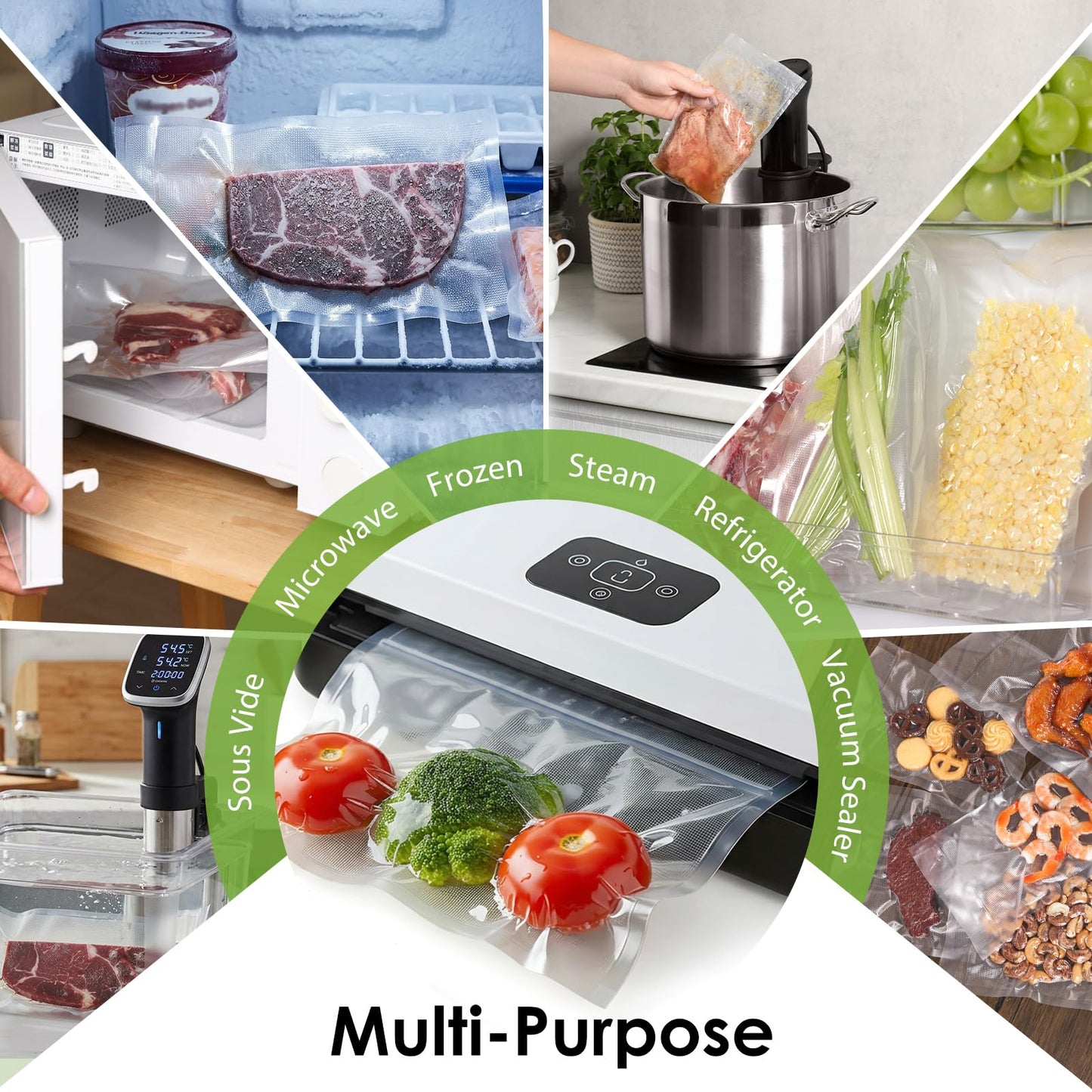 Vacuum Sealer Bags for Food, 200pcs Food Saver Seal Bags Quart 8" x 12", BPA Free Precut Commercial Grade, Puncture Resistant for Meal Prep, Sous Vide, Freezer