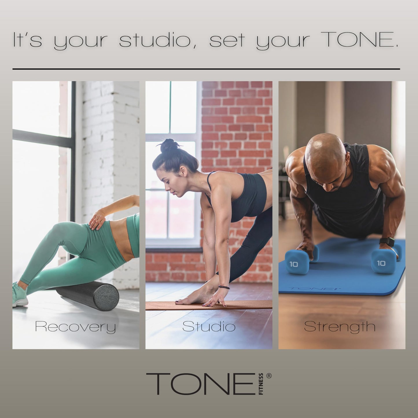 Tone Fitness 10 lb Neoprene Dumbbell Pair for Home Workouts – Non-Slip Design - Beige
