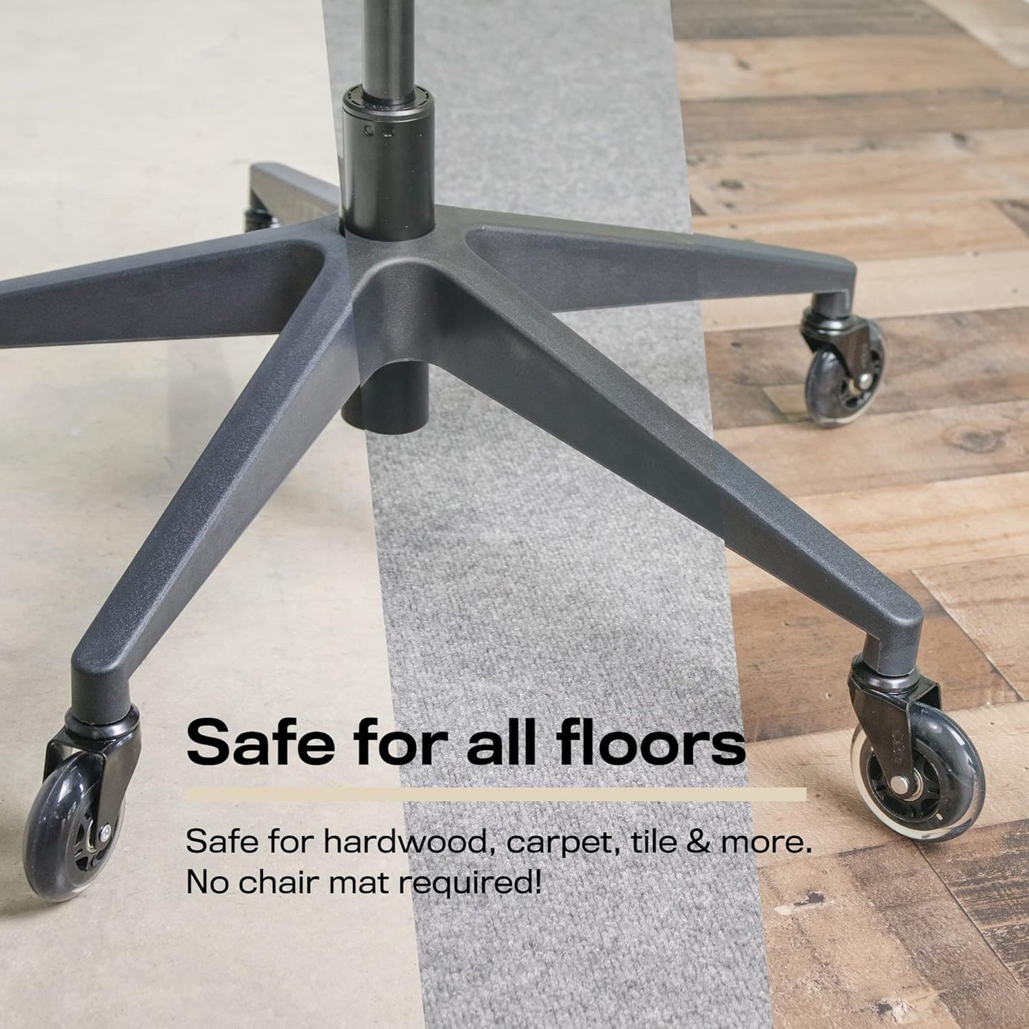 Original Rollerblade Office Chair Wheels - Smooth, Quiet Casters for Hardwood & Carpet - Easy Universal Fit - Set of 5