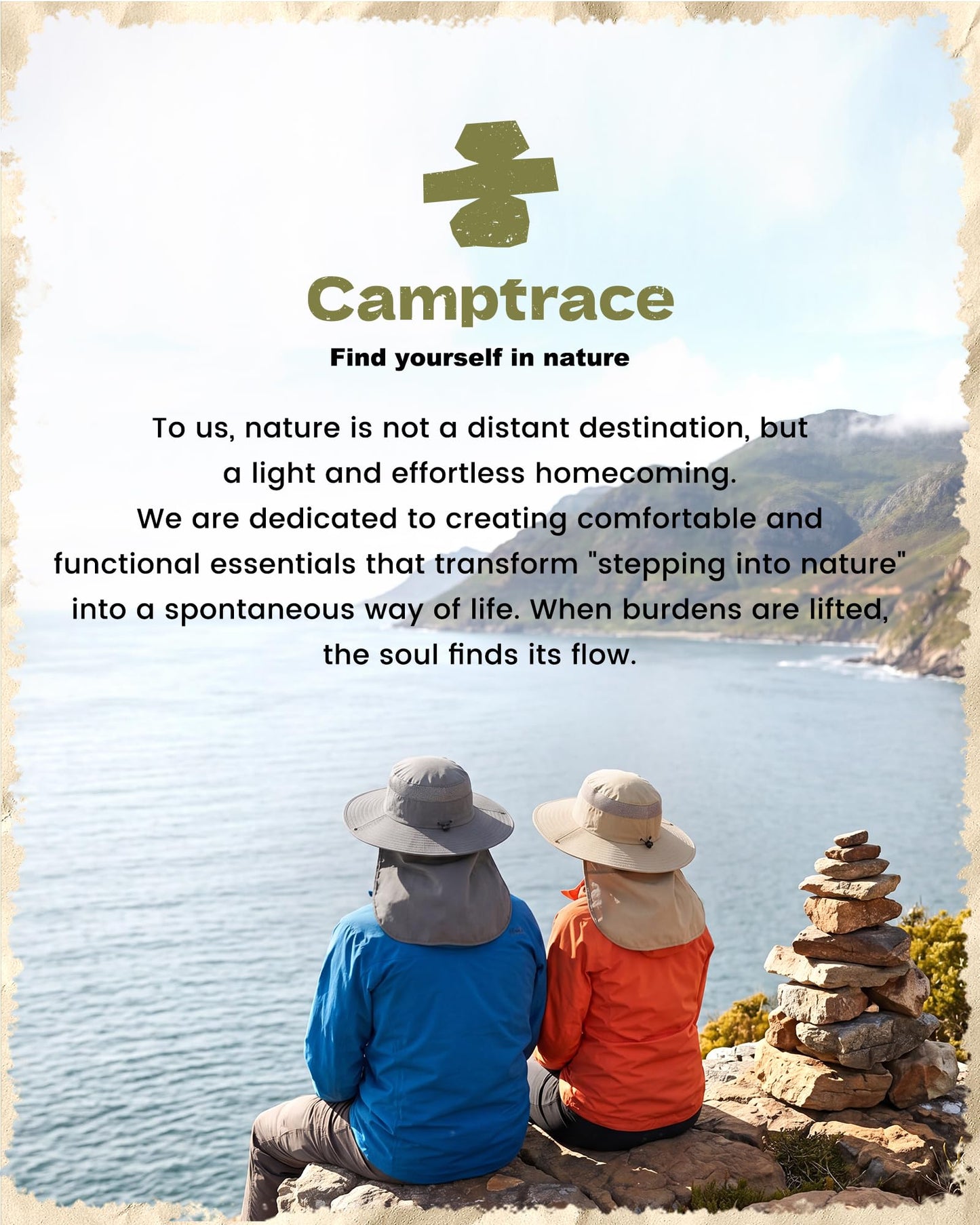 Camptrace Wide Brim Men Sun Hat with Neck Flap UPF Fishing Hiking Gardening