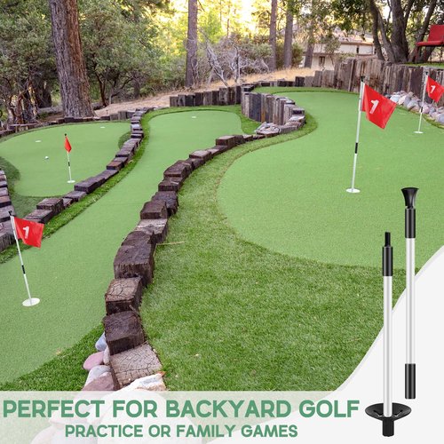 Golf Flagstick, Practice Putting Green Flag Stick for Yard, Pole Pin Flagpole Portable Mini Golf Flag Sticks 2 Section Design for Backyard 3Pcs & 1Pcs
