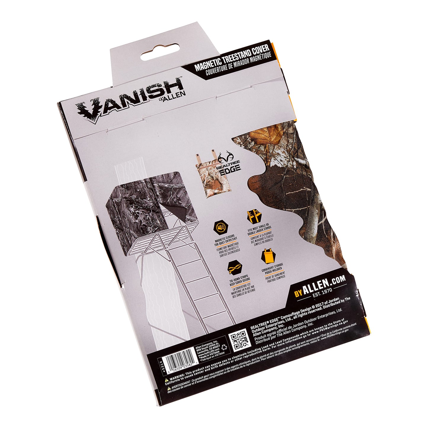 Allen Company Vanish Magnetic Treestand Cover Blind Kit - Tree Stand Camo Blind Cover for Deer, Elk, and Moose Hunting - Quick Set Up and Take Down - Realtree Edge Camo - 35" x 96"