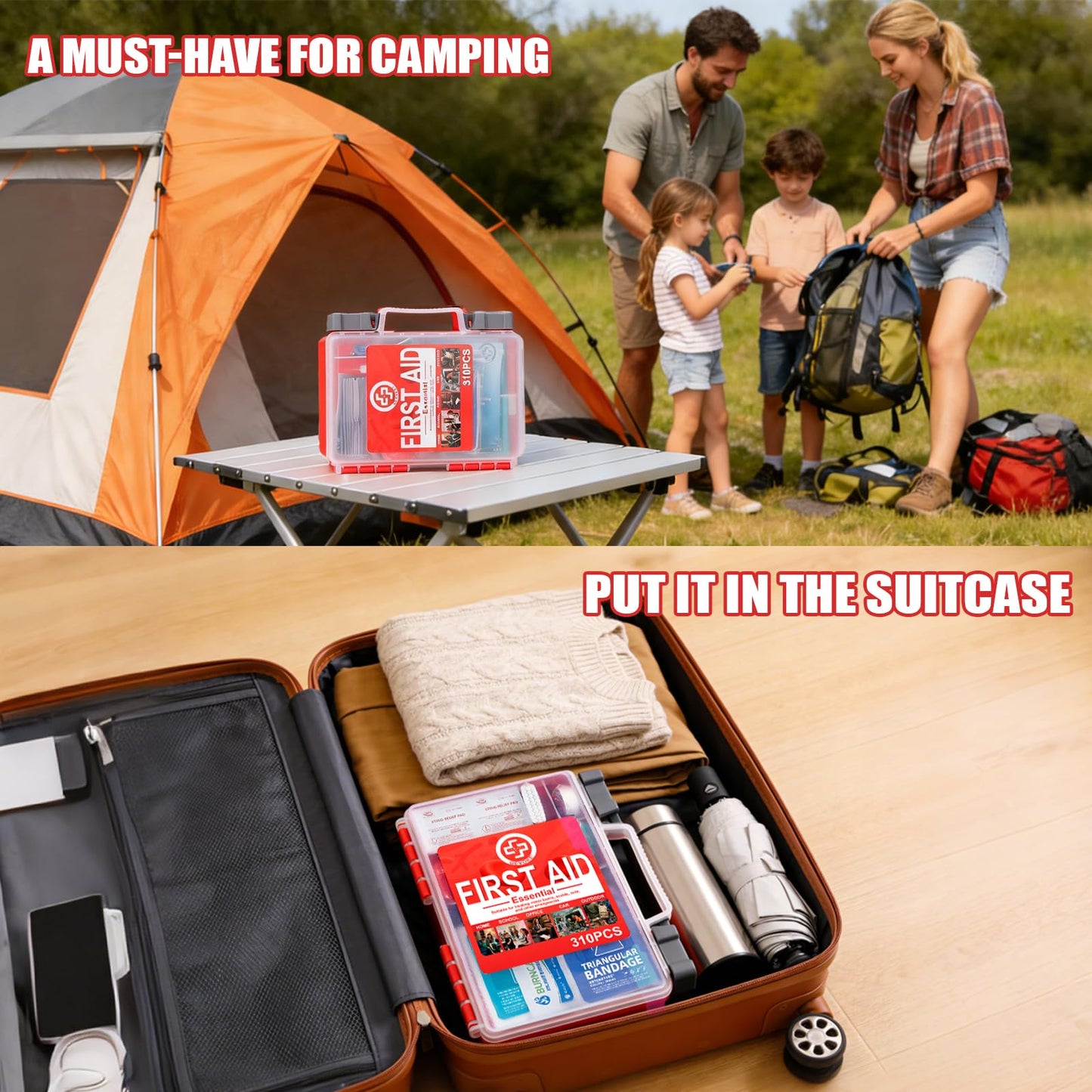 Gevoke Professional First Aid Kit - 310 Piece HardCase Medical Kit for Home, Car, Camping, Travel, Hiking, Truck, Office, Sports, Vehicle & Outdoor Emergencies
