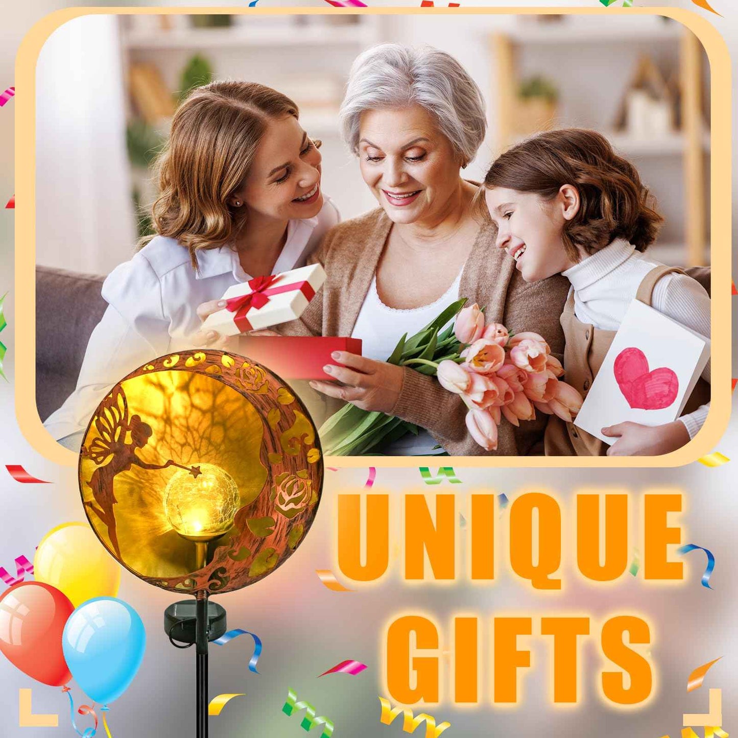 Fairy Solar Garden Light, Decorative Outdoor Statue, Moon Star Stake, Metal Sculpture for Yard, Lawn, Patio, Pathway, Housewarming, Birthday Gift for Mom, Grandma, Women (Fairy, 1)