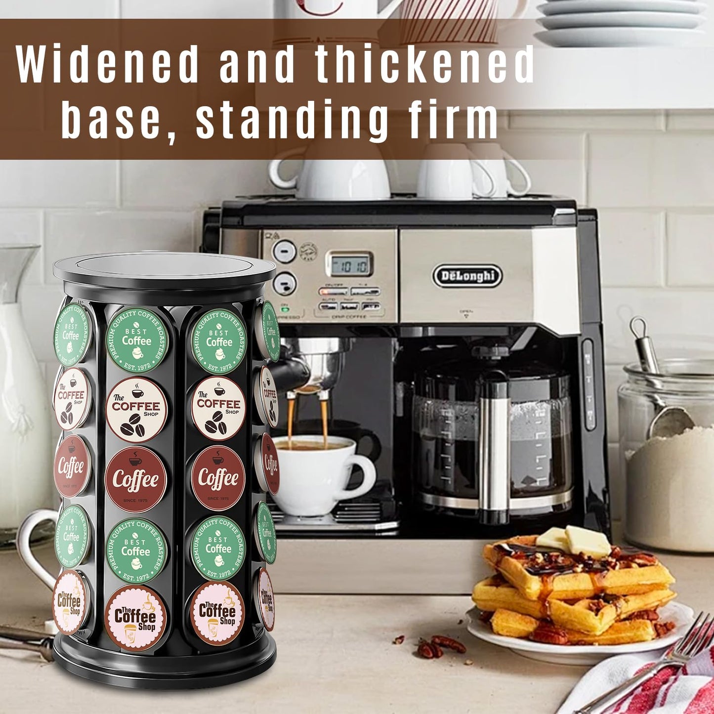 TOMSHUB K Cup Holder, Coffee Pod Storage Carousel Holder Organizer Compatible with 40 Keurig K-Cup Pods, Home or Office Kitchen Counter Organizer(Black)