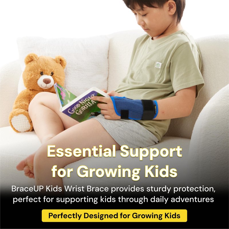 BraceUP Stabilized Kids Wrist Brace- Youth Wrist Support, Kids Wrist Splint, Child Wrist Brace for Daily Use, Boys and Girls height 3’3” to 4’11”, size 3-12 (Left Hand)