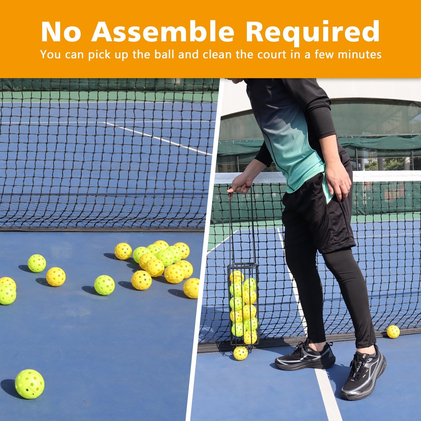 Poweruck Pickleball Tennis Ball Hopper Set, Tennis Ball Basket Holder with 20 Outdoor Pickleball Balls,Perfect Court Equipment for Beginner