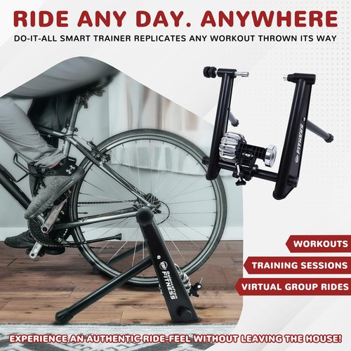 Fitvids Bike Trainer Stand Steel Bicycle Exercise Fluid Magnetic Stand with Front Wheel Riser Block, Black