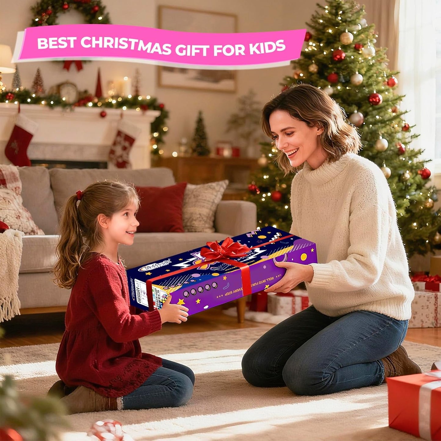 Nattork Kids Scooter - Light Up Wheels & Adjustable Height - Safe 3-Wheel Design for Ages 3-8, Supports Up to 110 LBS